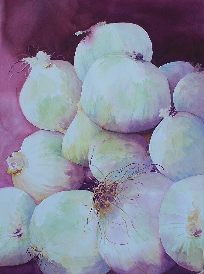Onions Painting by Celene Terry