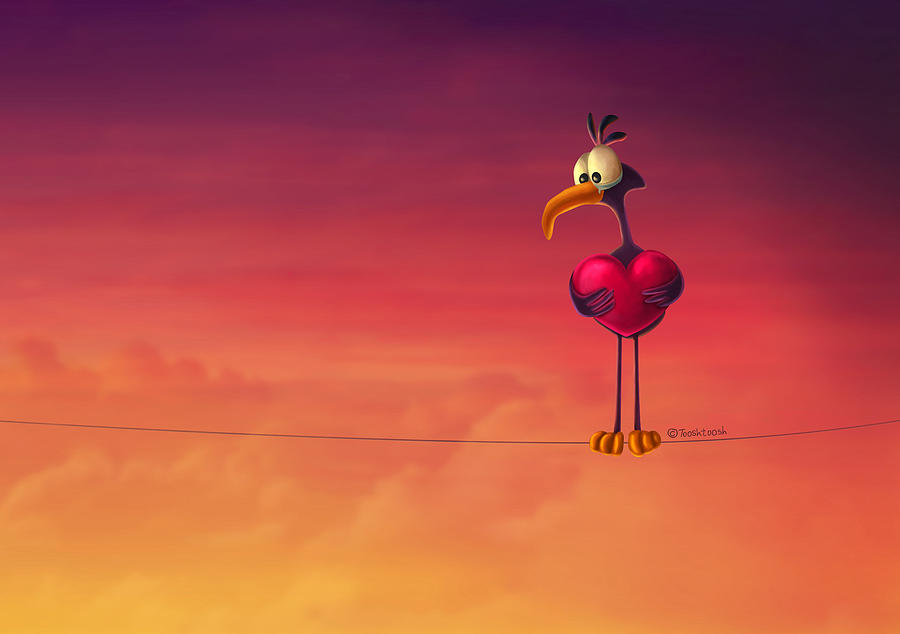Sunset Digital Art - Only One Bird by Tooshtoosh