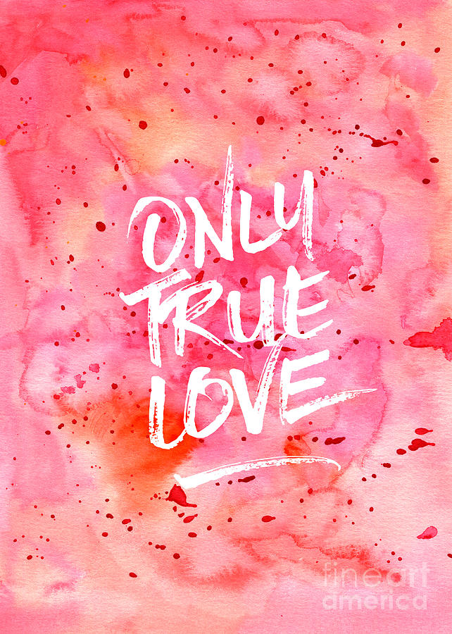 Only True Love Handpainted Abstract Watercolor Red Pink Orange Painting by Beverly Claire Kaiya