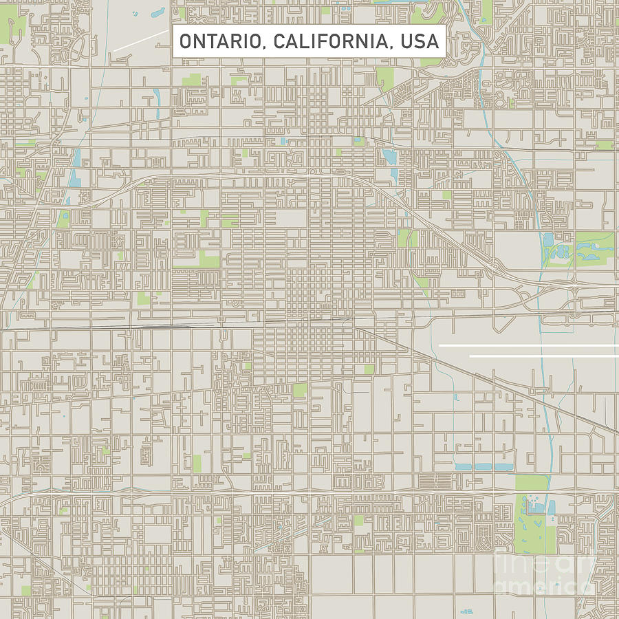 City Digital Art - Ontario California US City Street Map by Frank Ramspott