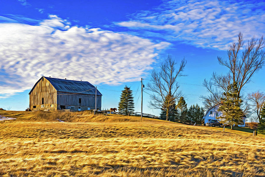 Winter Photograph - Ontario Farm 3 - Paint by Steve Harrington