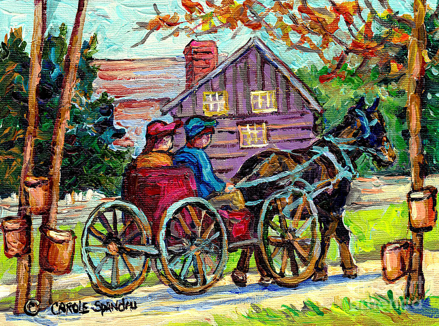 Ontario Landscape Painting Maple Tree Sugar Shack Horse And Buggy Country Scene C Spandau Fine Art Painting by Carole Spandau