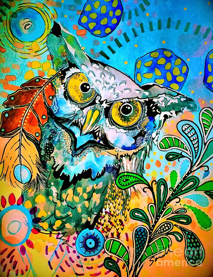 Oogke Owl Painting by Amy Sorrell