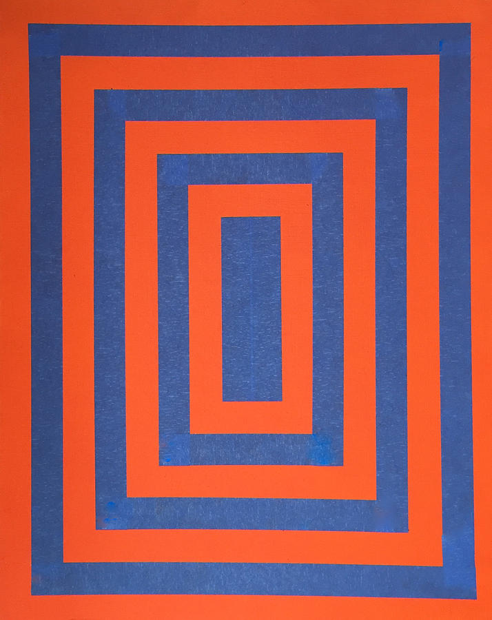 Abstract Mixed Media - Op 2 Blue and Orange by James Pinkerton