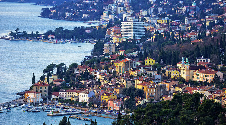 Opatija riviera bay bay and coastline panoramic view Photograph by Brch Photography