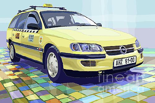 Taxi Digital Art - Opel Omega A Caravan Prague Taxi by Yuriy Shevchuk Taxi Digital Art - Opel Omega A Caravan Prague Taxi by Yuriy Shevchuk