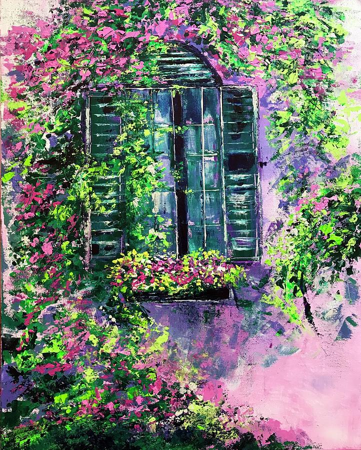 Flower Painting - Open a Window and Breathe by Meenakshi Sinha