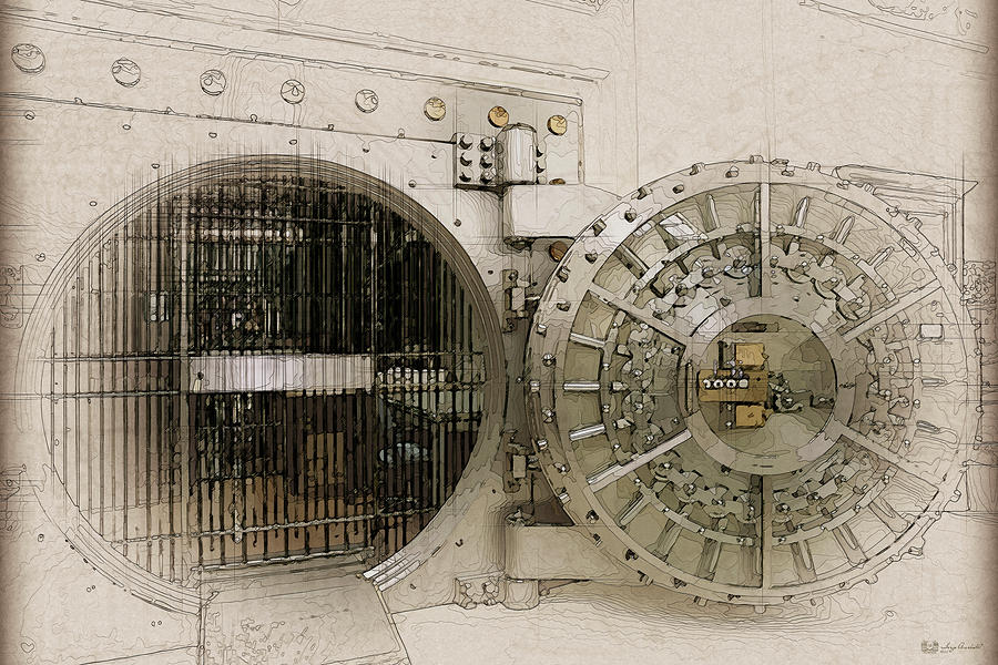 Open Bank Vault Door and Lock Digital Art by Serge Averbukh