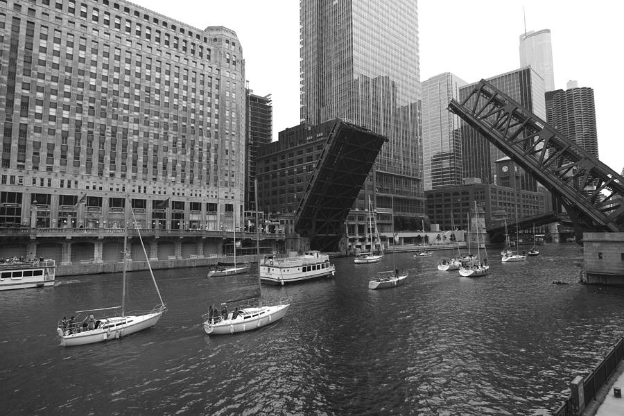 Open bridges in Chicago Photograph by Sven Brogren