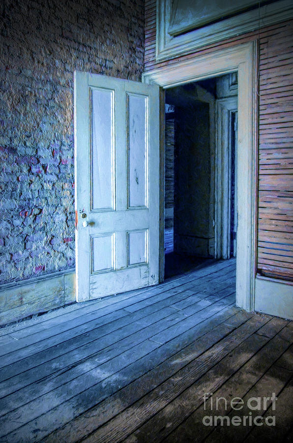 Vintage Photograph - Open Door in Abandoned Building by Jill Battaglia