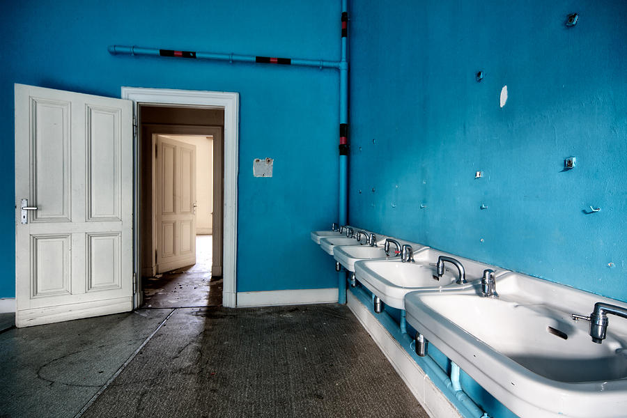 abandoned school bathroom
