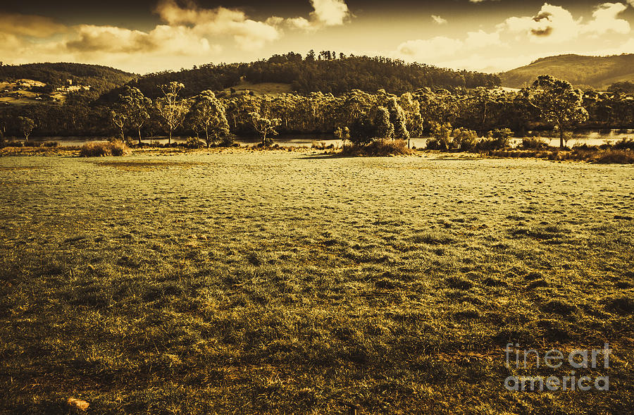 Open fields of Woodstock Tasmania Photograph by Jorgo Photography