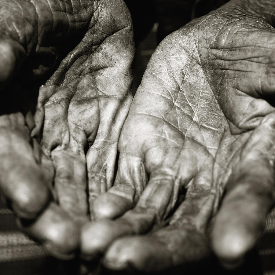 Two Old Hands Of a Woman in the Philippines showing age Photograph by Skip Nall