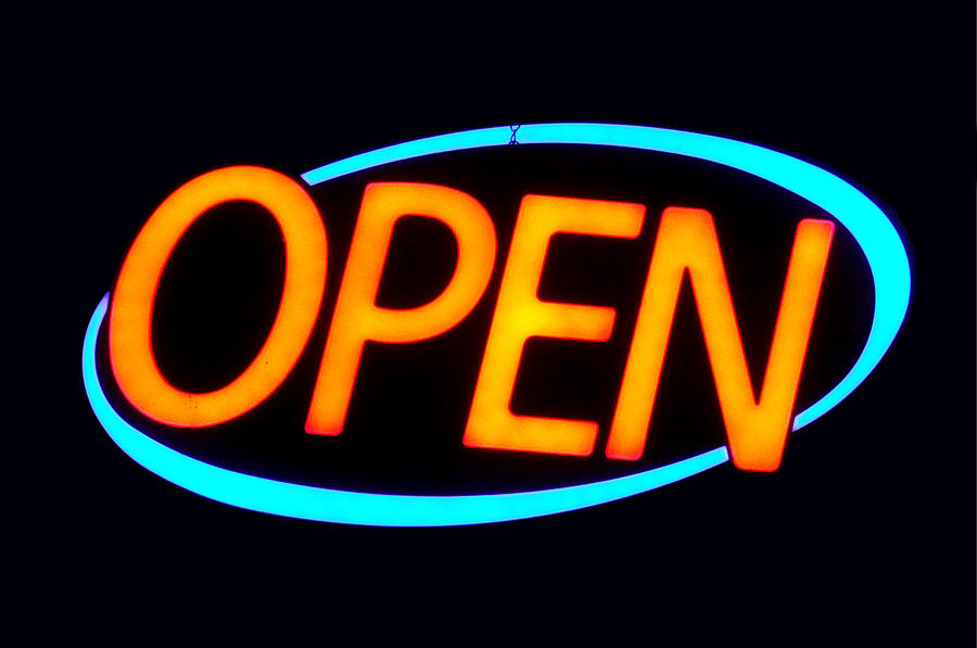 Open In Neon Photograph by Joey OConnor Photography