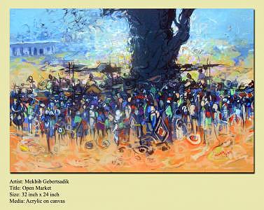 Market Painting - Open Market by Mekbib Geberstadik Market Painting - Open Market by Mekbib Geberstadik