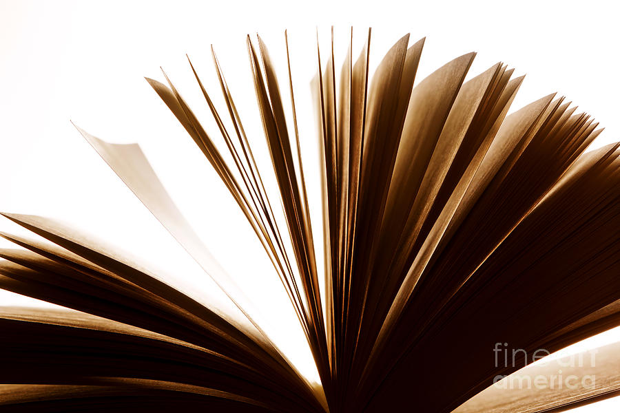 Open old book with pages fluttering Photograph by Michal Bednarek