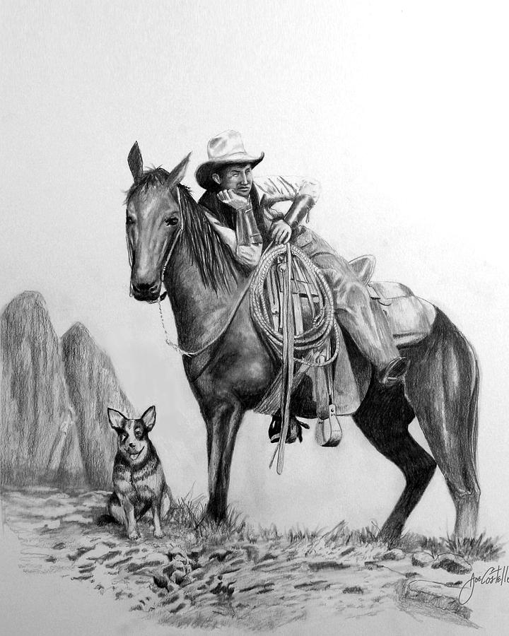 Horse Drawing - Open Range by Joe Costello