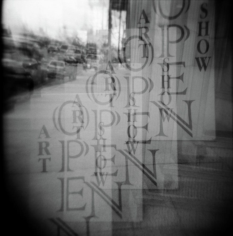 Holga Photograph - Open Sign Quadruple Multiple Exposure Holga Photography by Lisa Shea Holga Photograph - Open Sign Quadruple Multiple Exposure Holga Photography by Lisa Shea