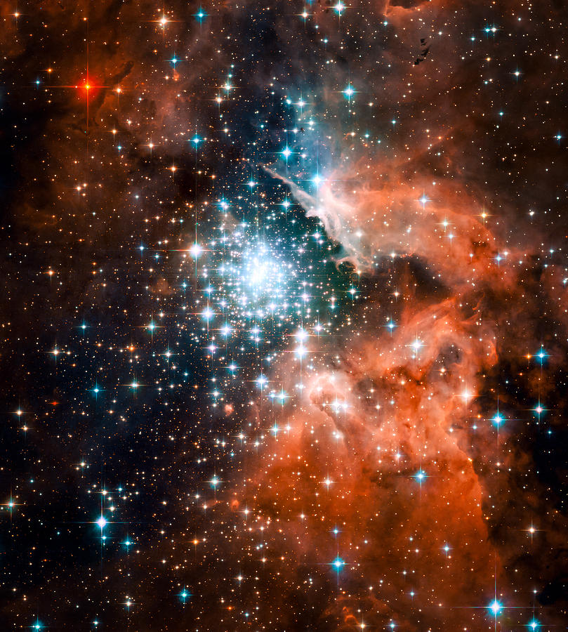 Space Photograph - Open star cluster and nebula NGC 3603 by Space Art Pictures