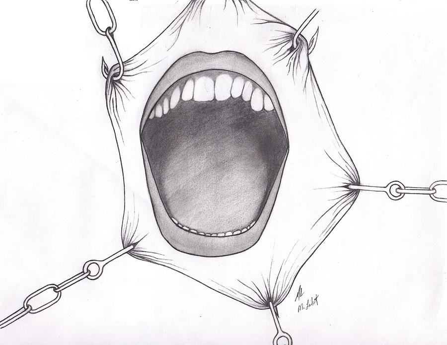 Mouth Drawing - Open Wide by Michael Lambert.