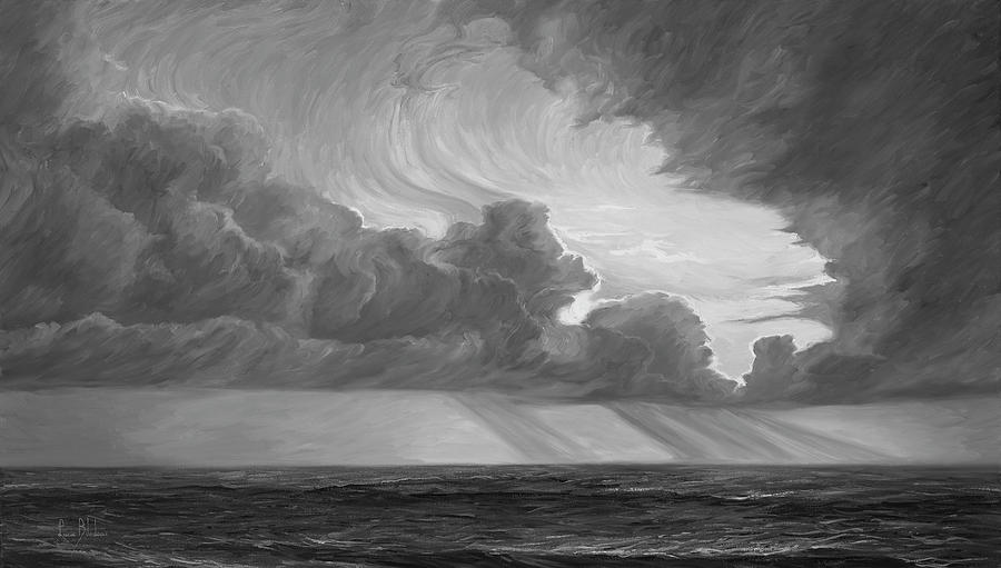 Opening Sky - Black and White Painting by Lucie Bilodeau