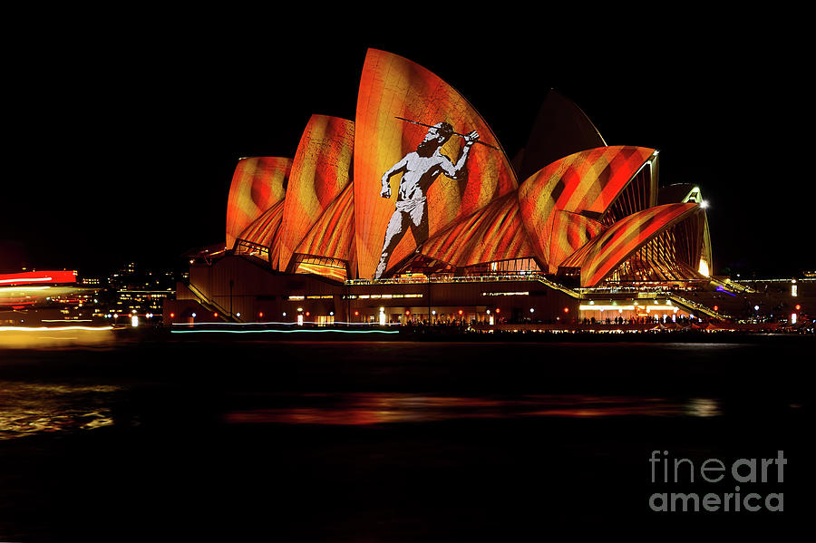Opera House Aboriginal Vivid Sydney 2016 by Kaye Menner Photograph by Kaye Menner