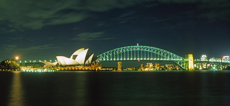 Opera House and Harbor Bridge in Sydney Australia Photograph by Buddy Mays