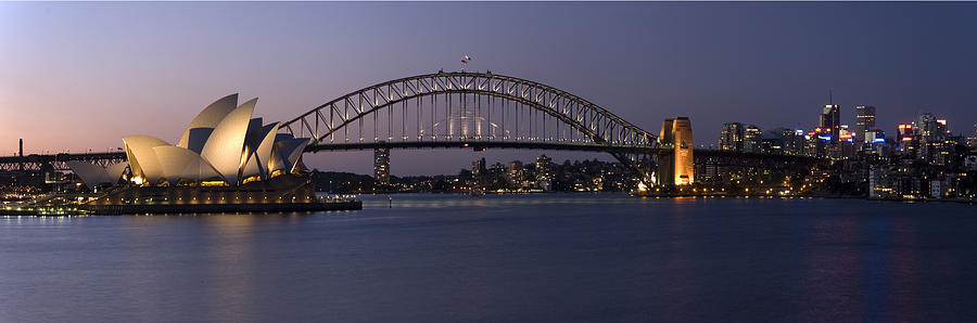 Harbour Bridge Photograph - Opera House Harbour Bridge Panorama  by David Iori