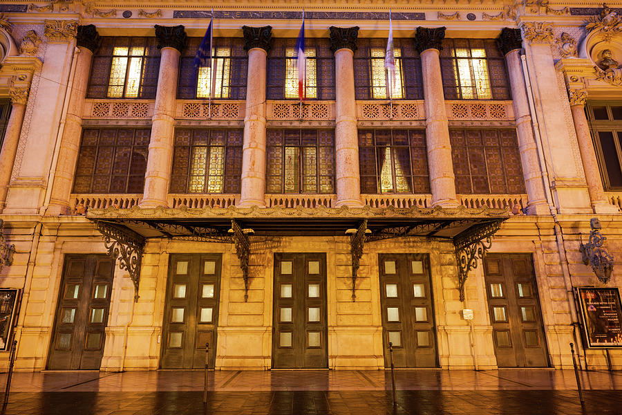 Opera Theatre Municipal in City of Nice at Night Photograph by Artur Bogacki