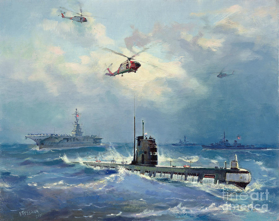 Helicopter Painting - Operation Kama by Valentin Alexandrovich Pechatin