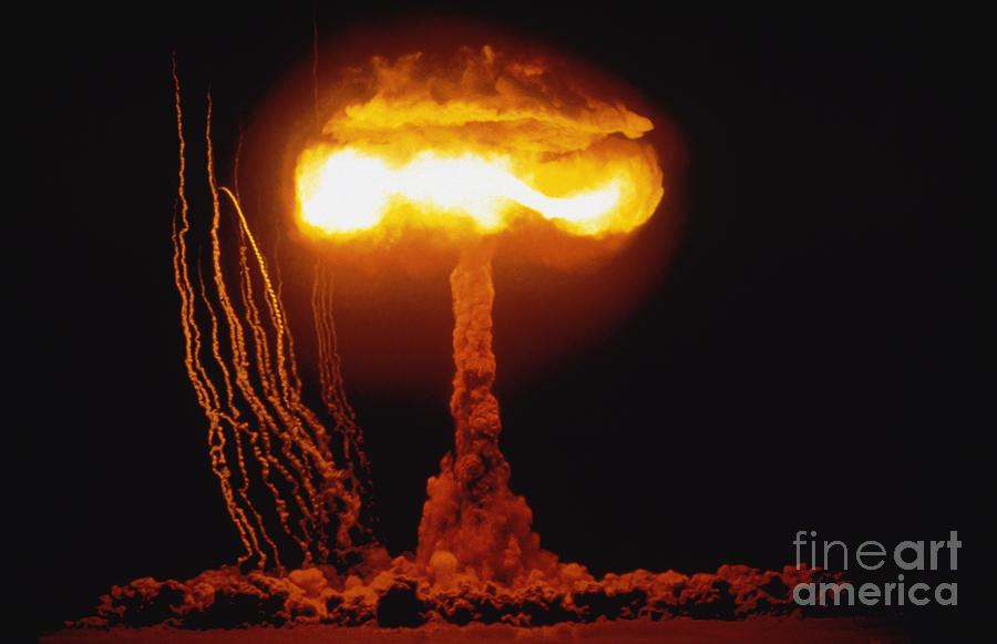 Mushroom Clouds Photograph - Operation Upshot Knothole, Climax Event by Stocktrek Images
