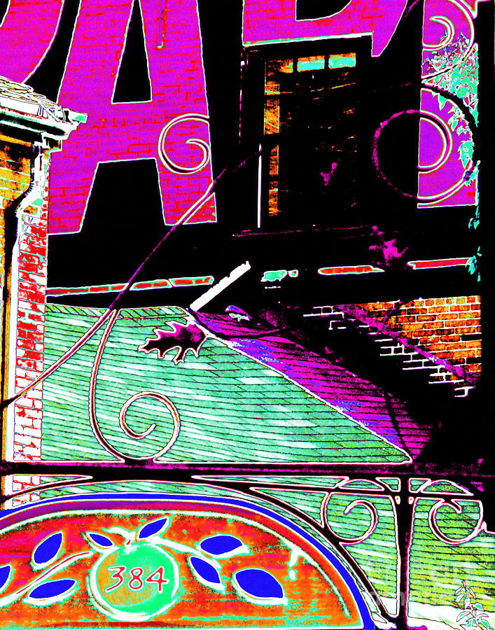 O.P.F. rooftop graphic Photograph by Priscilla Batzell Expressionist Art Studio Gallery