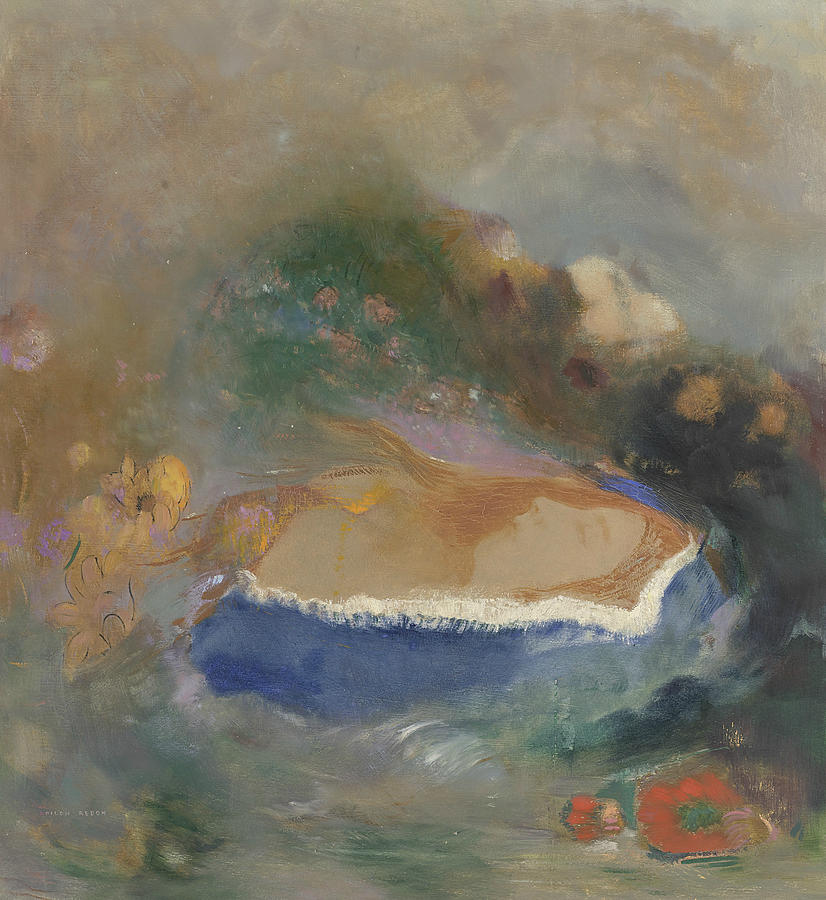 Ophelie, the Blue Cape on the Waters Painting by Odilon Redon