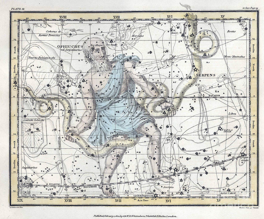 Ophiuchus And Serpens Constellations Photograph by U.S. Naval Observatory Library