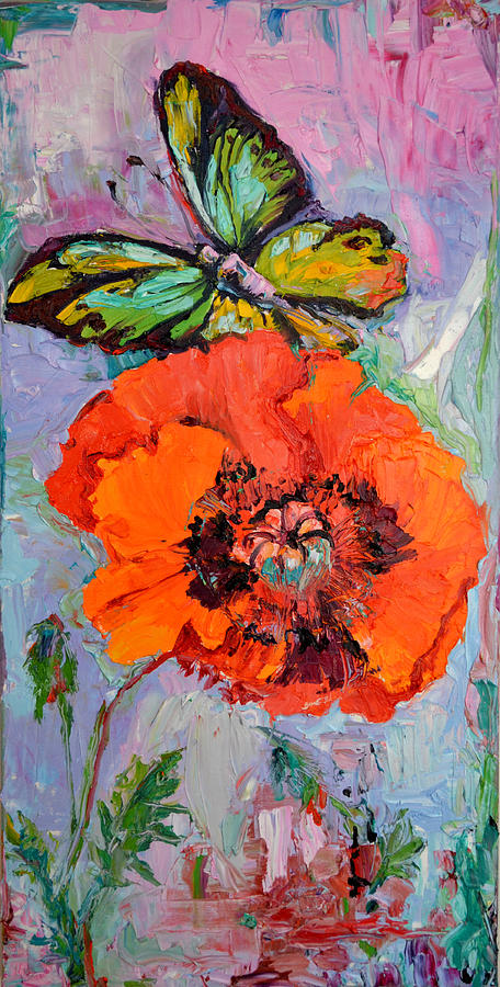 Opium Addiction, Butterfly On Poppy, Poppy Oil Painting Painting