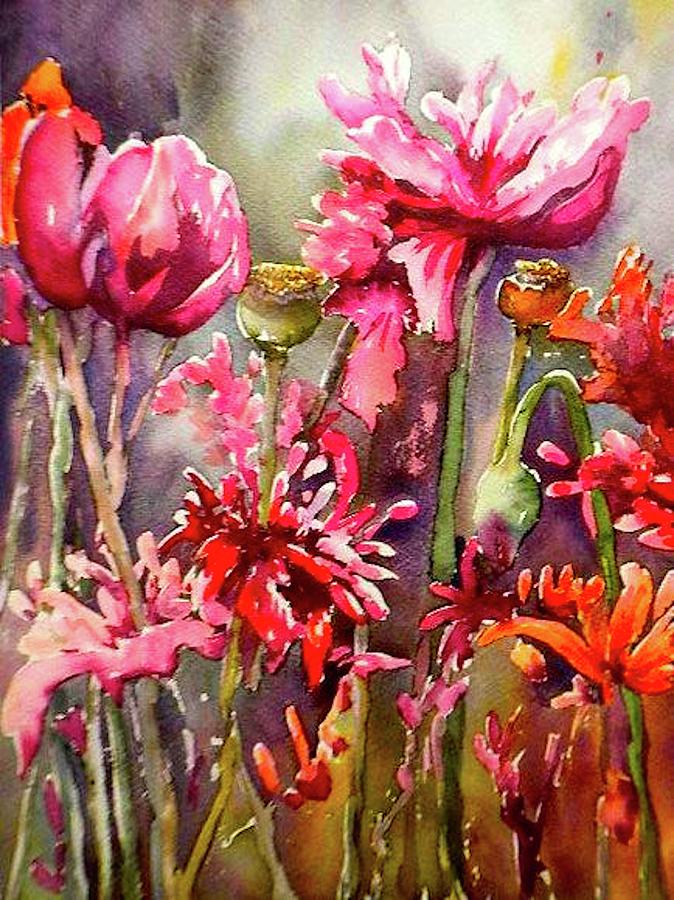 Opium Poppies Painting by Georgia  Mansur