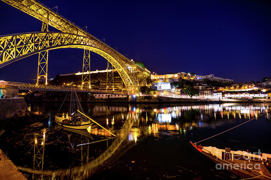 Oporto bridge by night Photograph by Benny Marty
