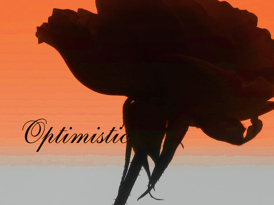 Optimistic Rose Silhouette - Floral Photography - Rose Macro w-Text Photograph by Brooks Garten Hauschild