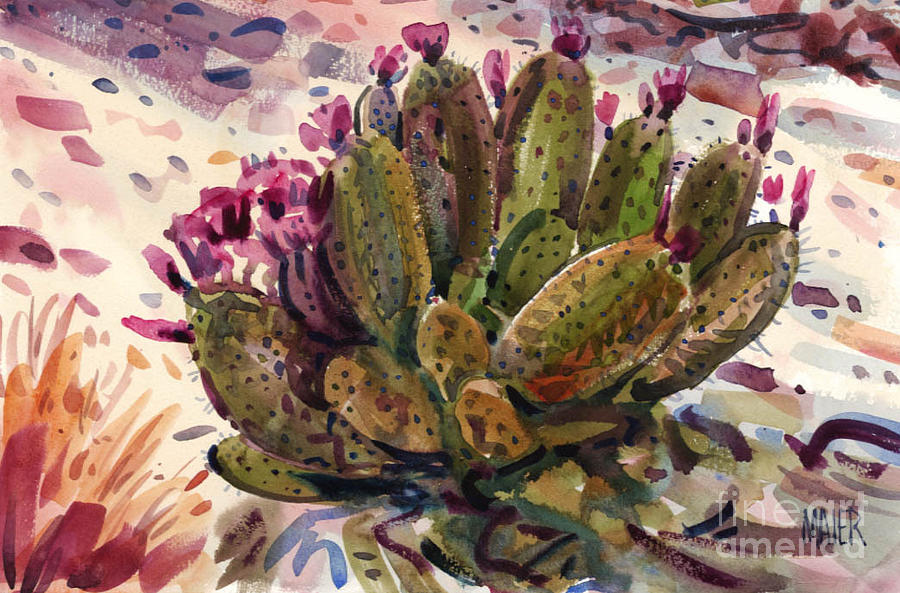 Opuntia Cactus Painting by Donald Maier