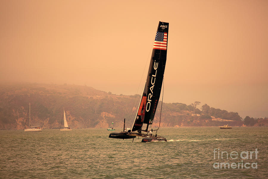 Oracle Glow Americas Cup  #34 Photograph by Chuck Kuhn