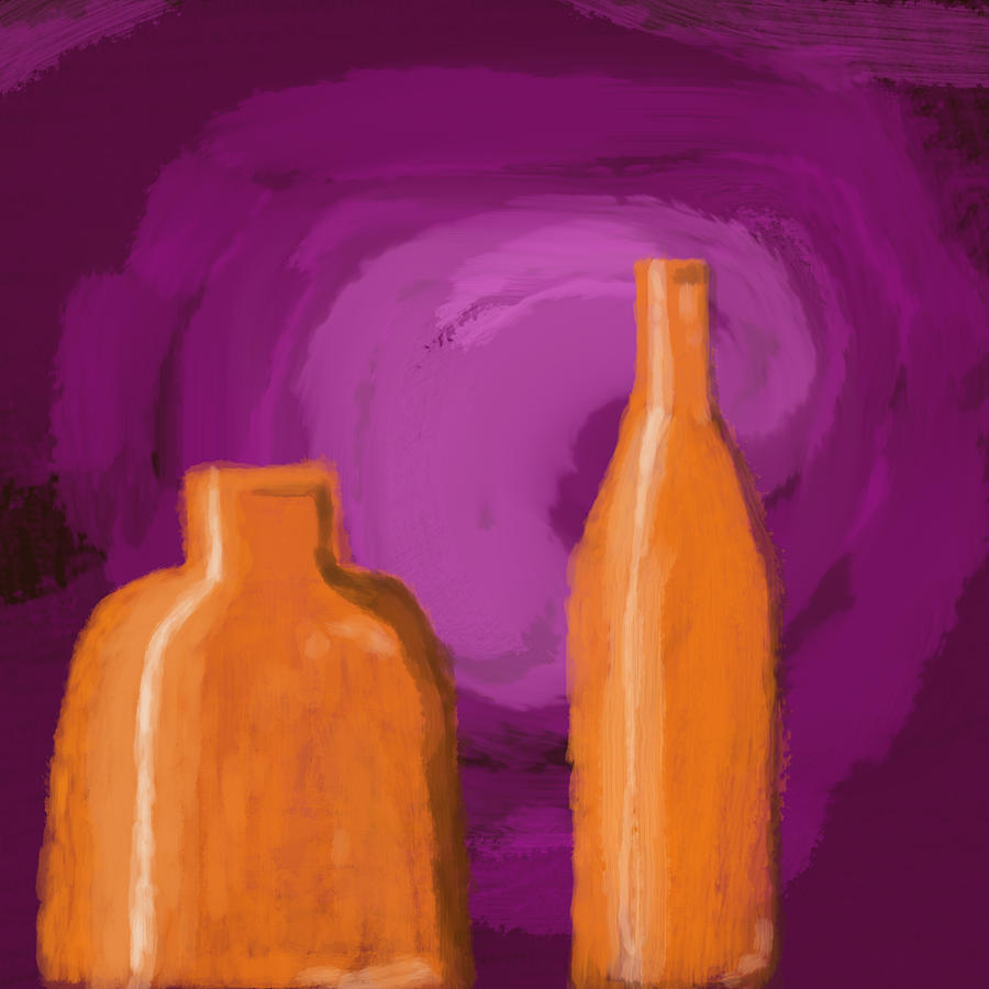 Orange Abstract Bottles Digital Art