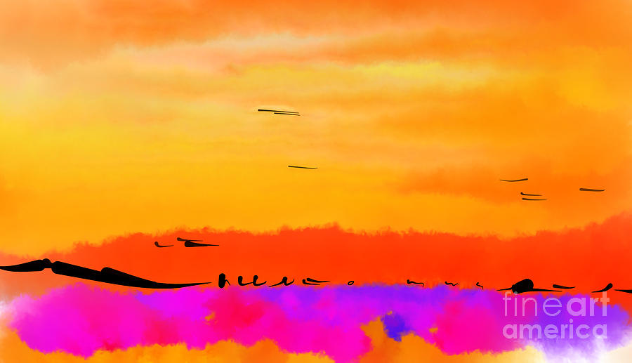 Orange Abstract Sunset Digital Art by Kirt Tisdale