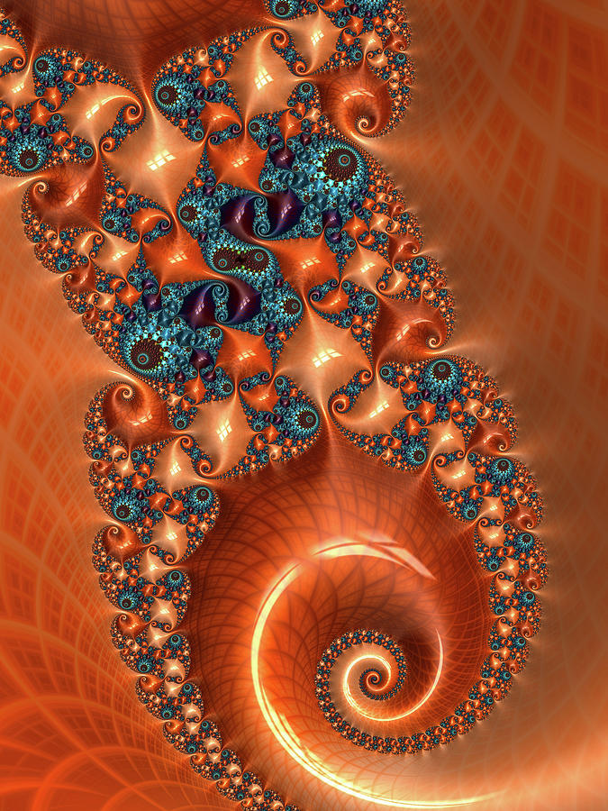 Orange and aqua Fractal Spiral Photograph by Matthias Hauser