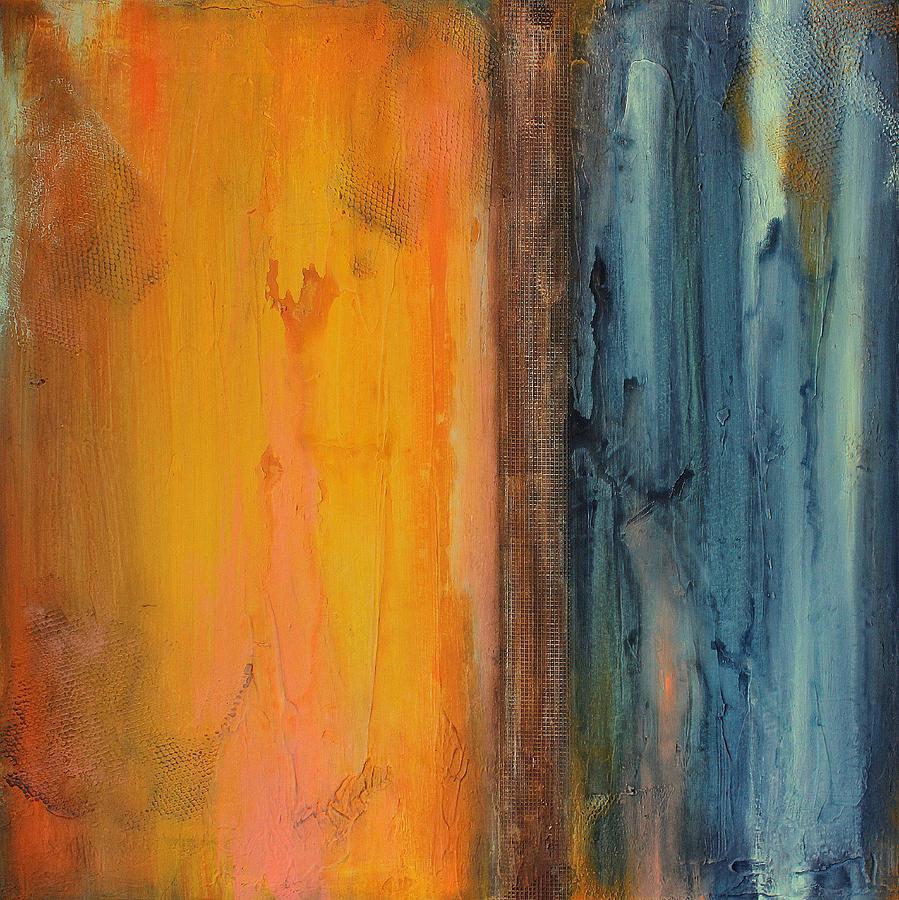 Orange and Blue Abstract Painting by Liz Moran