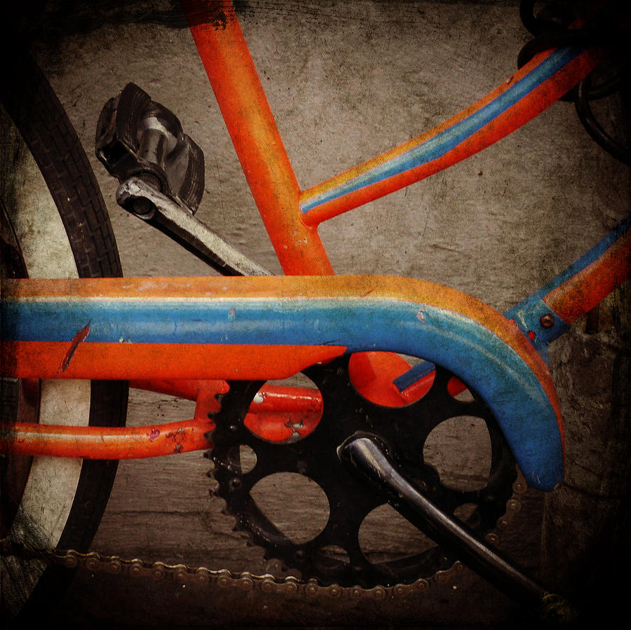 Orange and Blue Bike Detail Digital Art by Valerie Reeves