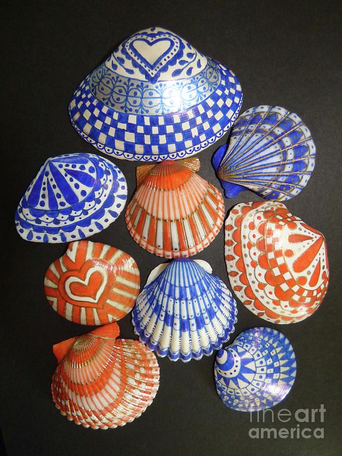 Orange and Blue Sharpie Shells Photograph by Jean Wright