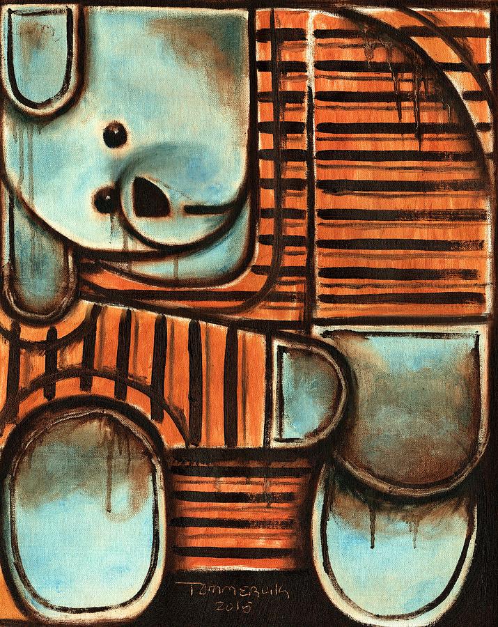 Orange And Blue Teddy Beart Art Print Painting by Tommervik