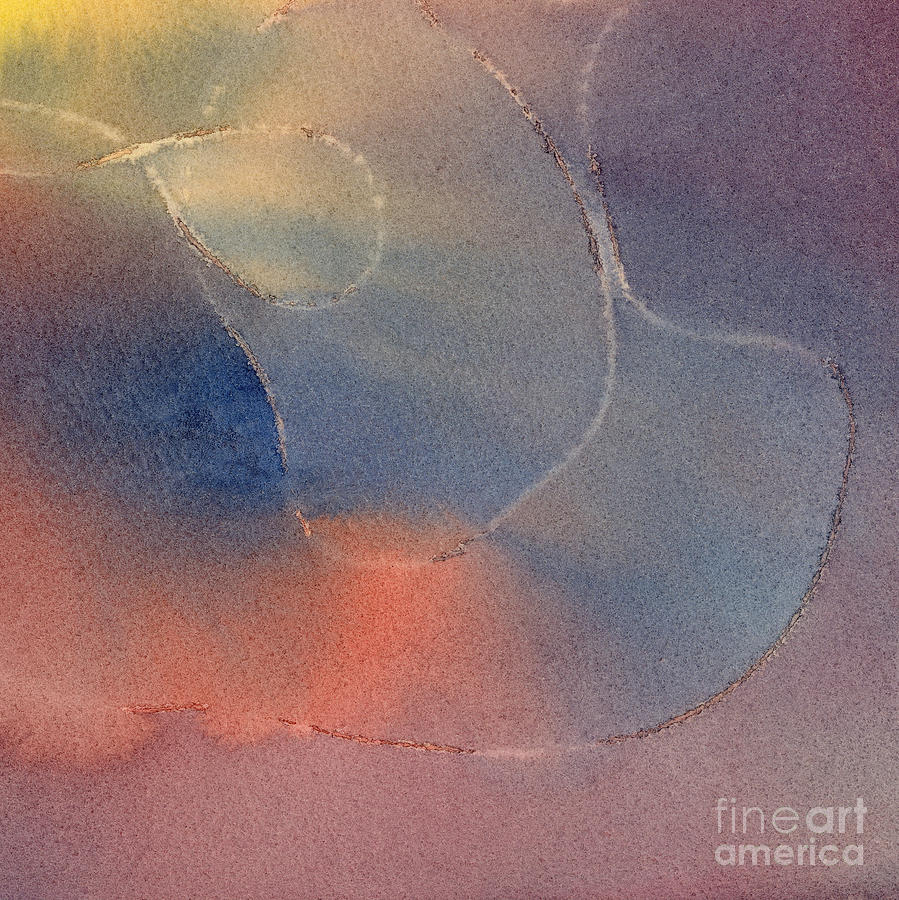 Abstract Painting - Orange and Blue Watercolor Design 2 by Sharon Freeman