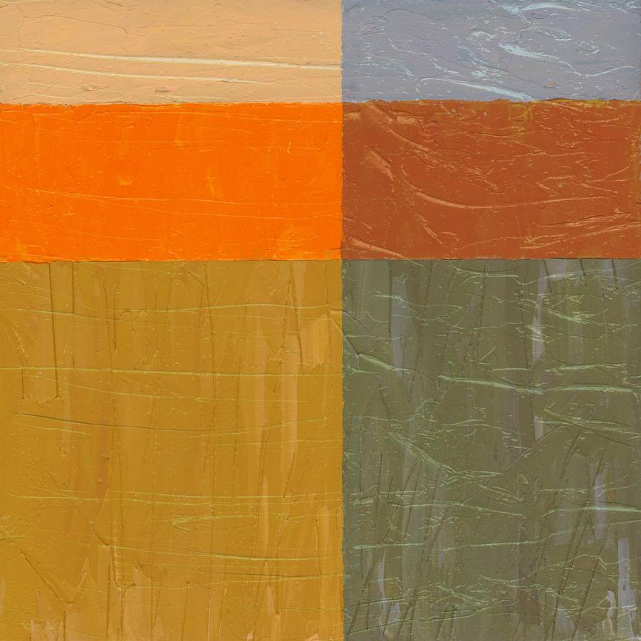 Abstract Painting - Orange and Grey by Michelle Calkins