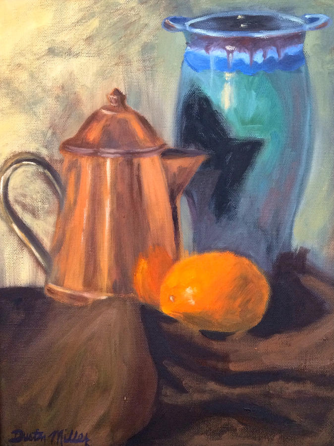Orange and Two Pots Painting by Dustin Miller